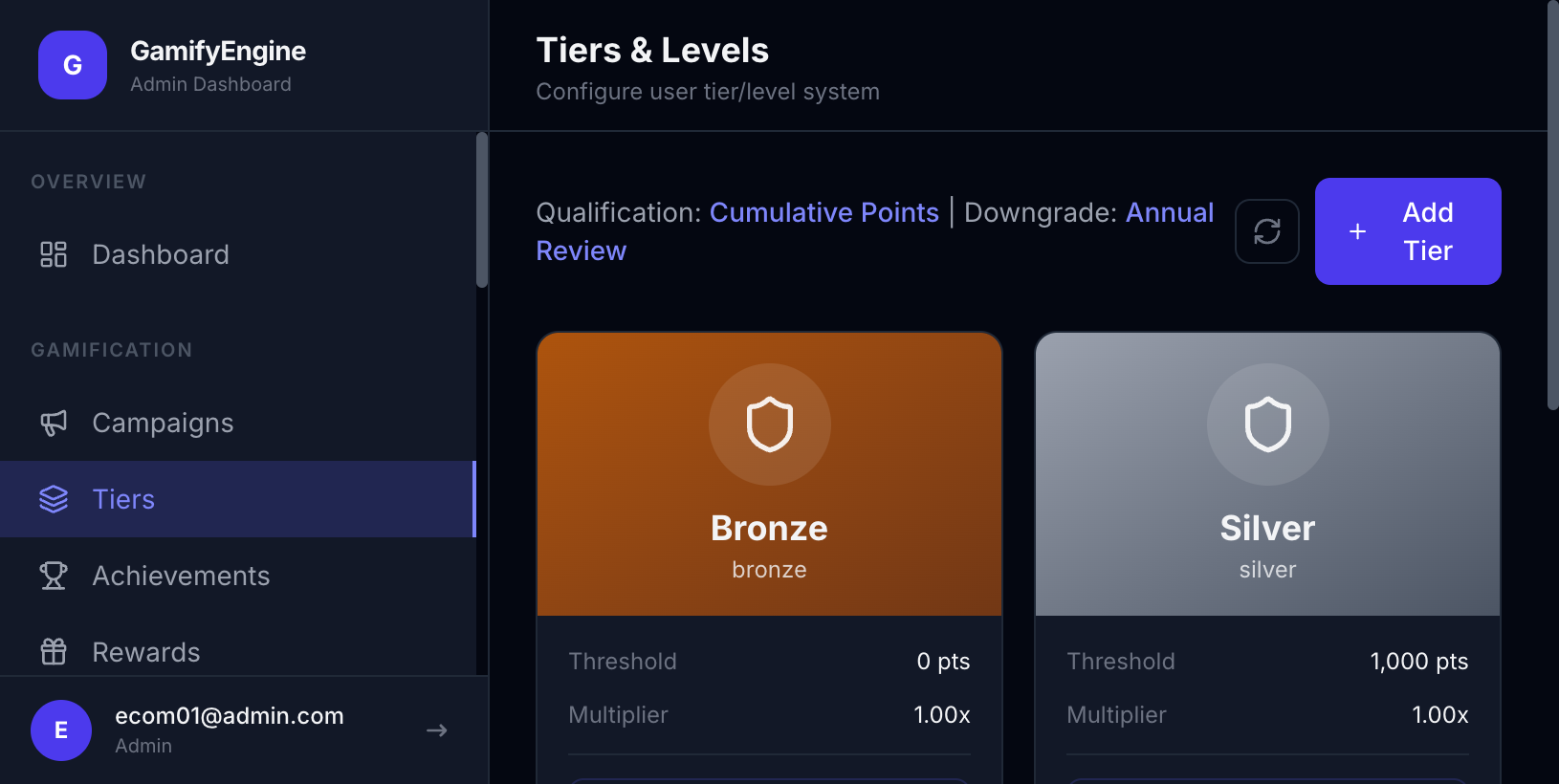 Tiers — Client Admin